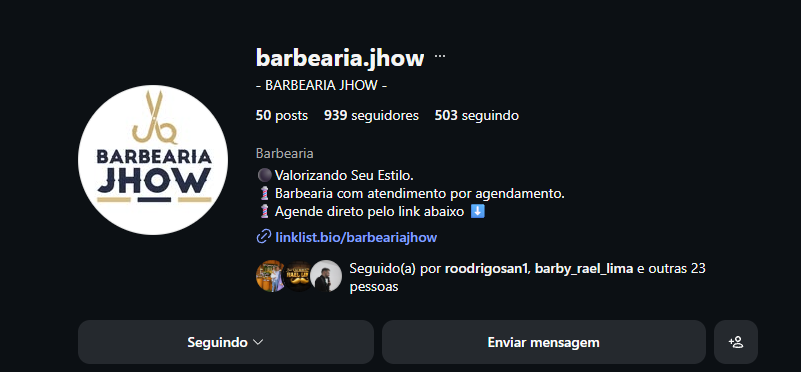 Acompanhe a Barbearia Jhow no Instagram